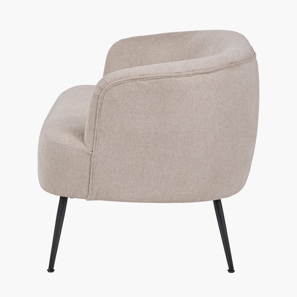 Aviana Natural Chenille and Black Metal Sofa.