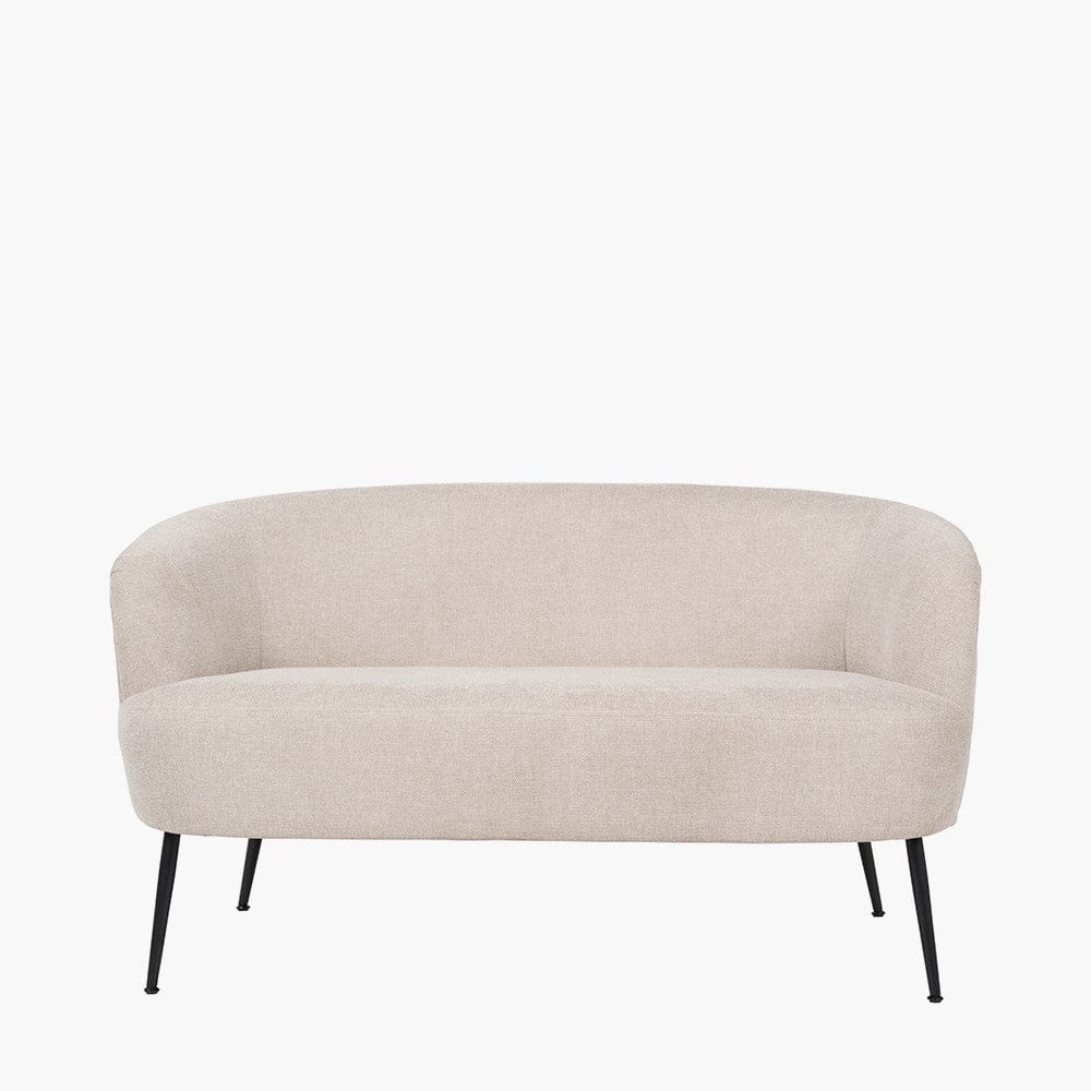 Aviana Natural Chenille and Black Metal Sofa.