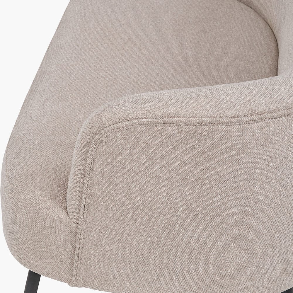 Aviana Natural Chenille and Black Metal Sofa.