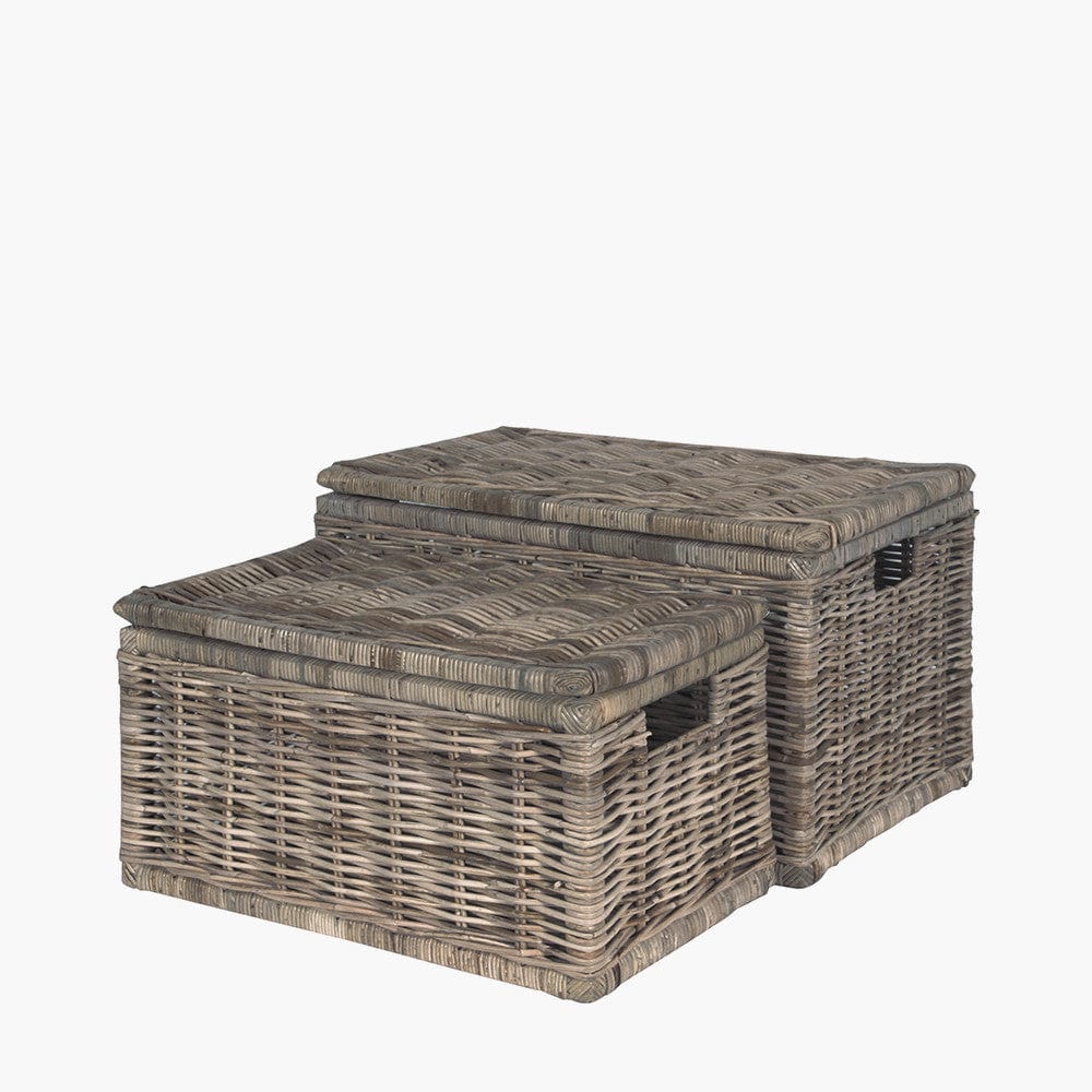 Pacific Lifestyle Living Bali Grey Kubu S/2 Oblong Chests House of Isabella UK