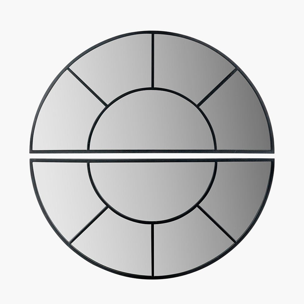 Black Metal 2 Half Moon Section Wall Mirror.