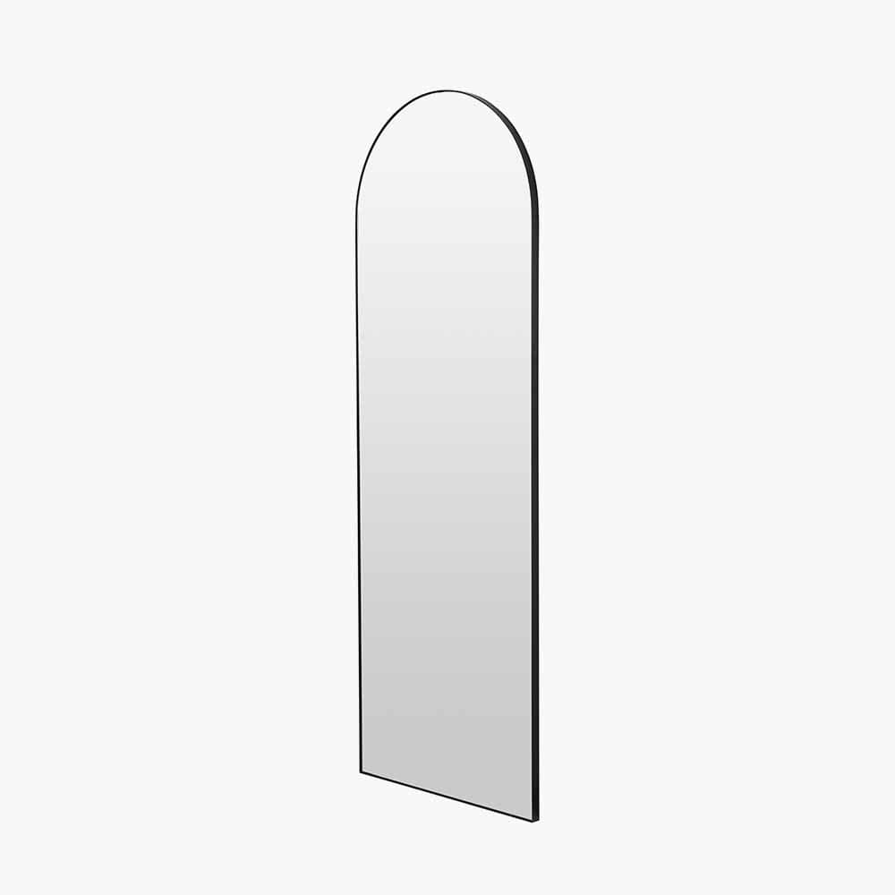 Black Metal Slim Frame Arch Floor Mirror.