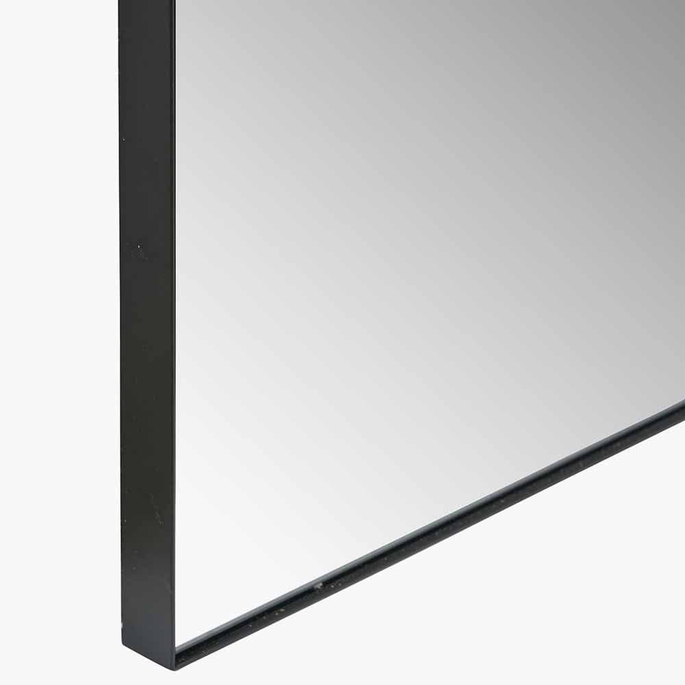 Black Metal Slim Frame Arch Floor Mirror.
