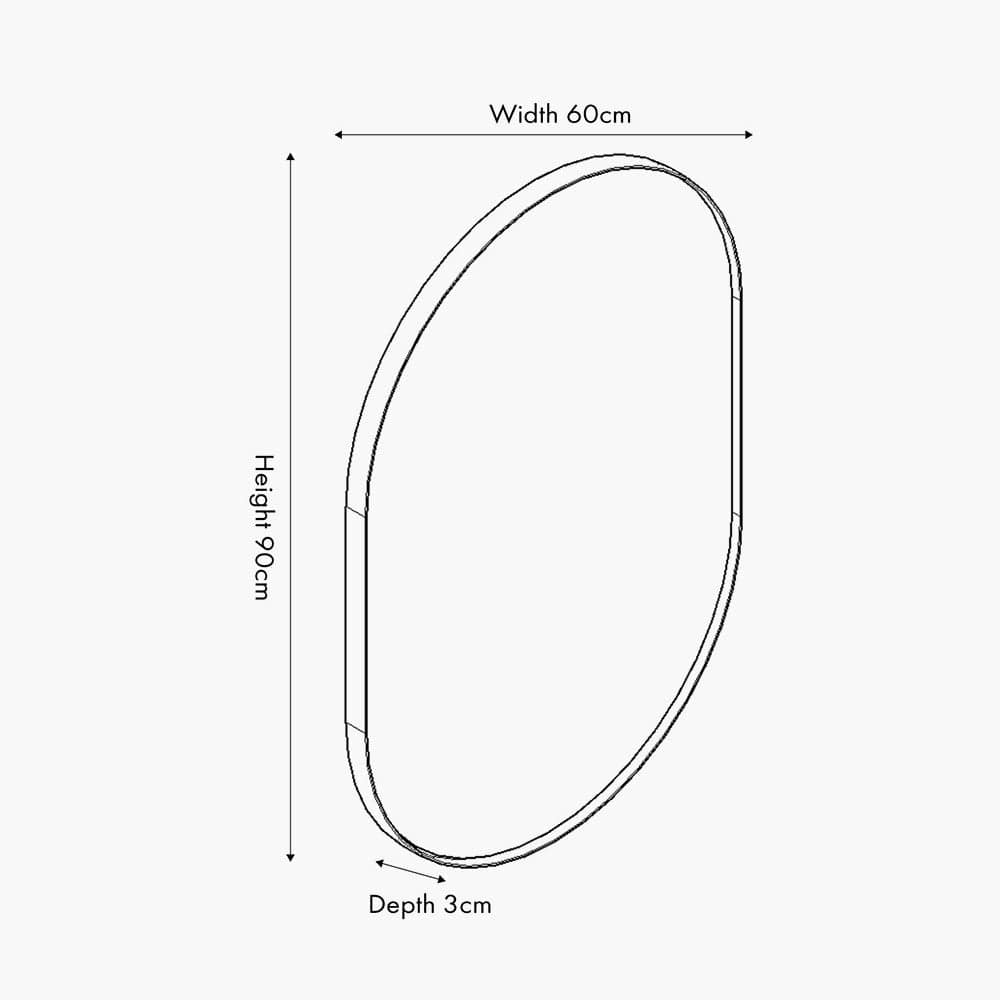 Black Metal Slim Frame Oval Wall Mirror.