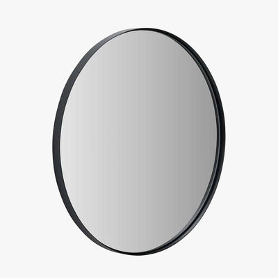 Pacific Lifestyle Living Black Metal Slim Frame Round Wall Mirror Large House of Isabella UK