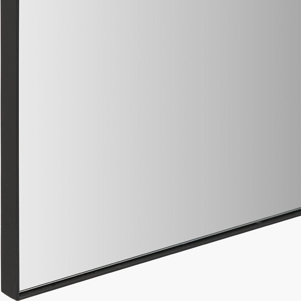 Black Metal Slim Frame Tall Arch Wall Mirror.