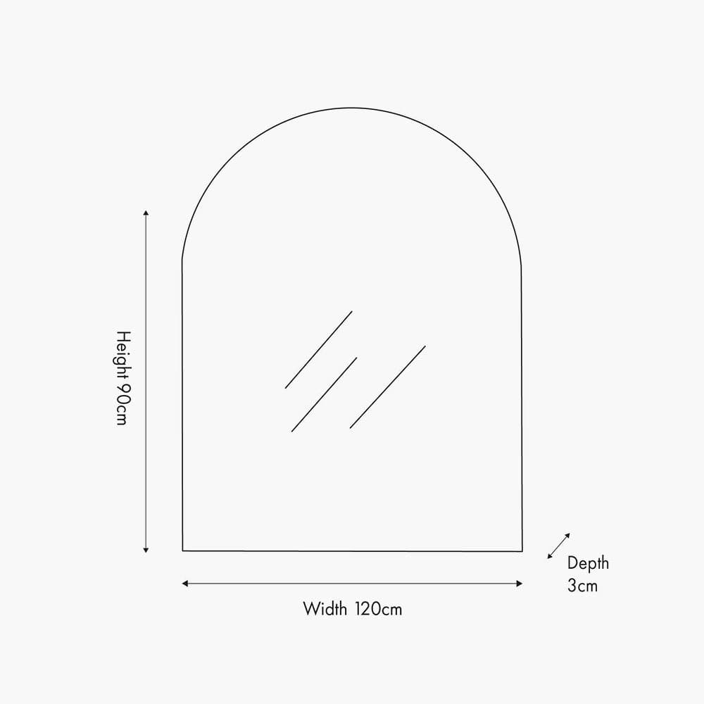 Black Metal Slim Frame Tall Arch Wall Mirror.