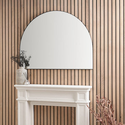 Pacific Lifestyle Living Black Metal Slim Frame Wide Arch Wall Mirror House of Isabella UK