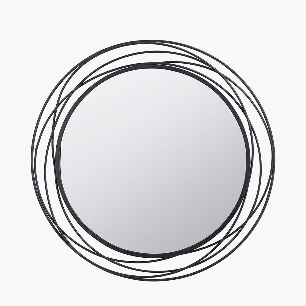 Black Metal Swirl Round Wall Mirror.