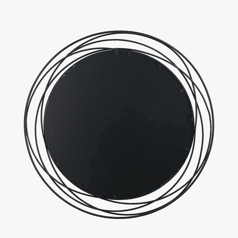 Black Metal Swirl Round Wall Mirror.