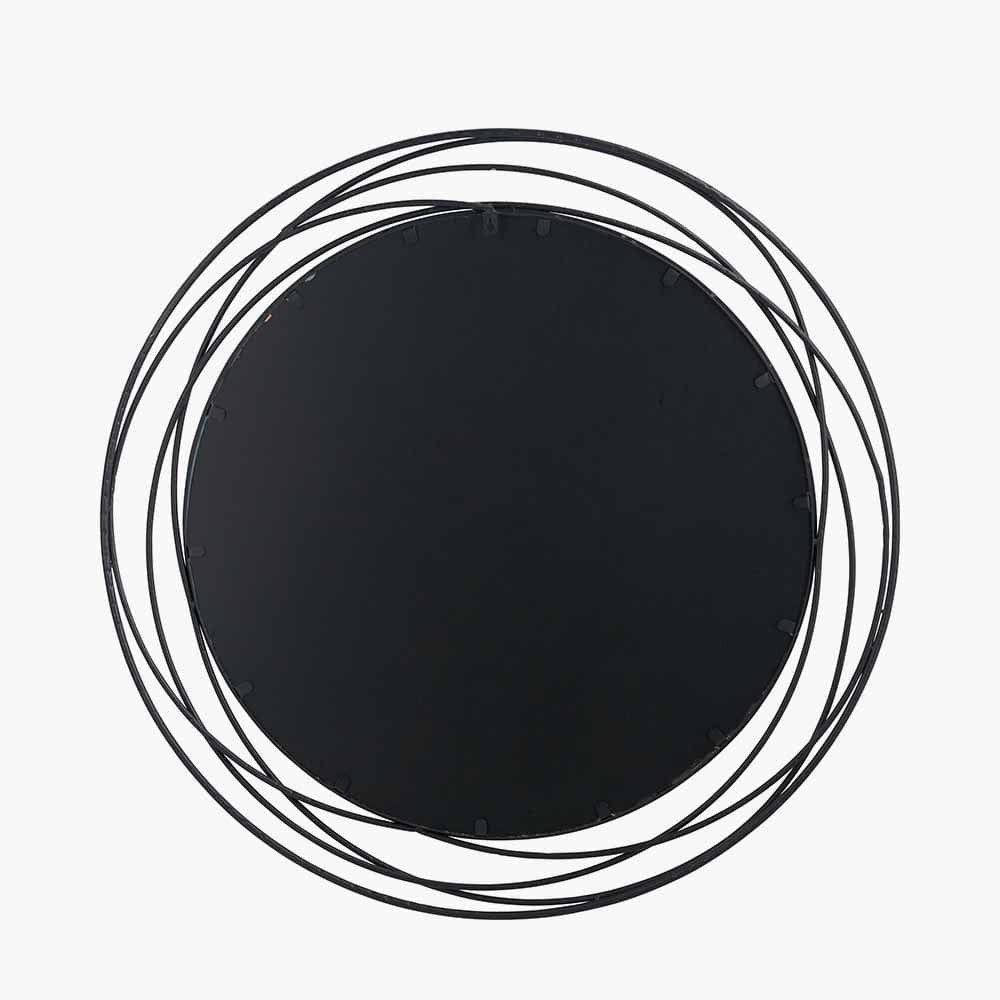 Pacific Lifestyle Living Black Metal Swirl Round Wall Mirror House of Isabella UK