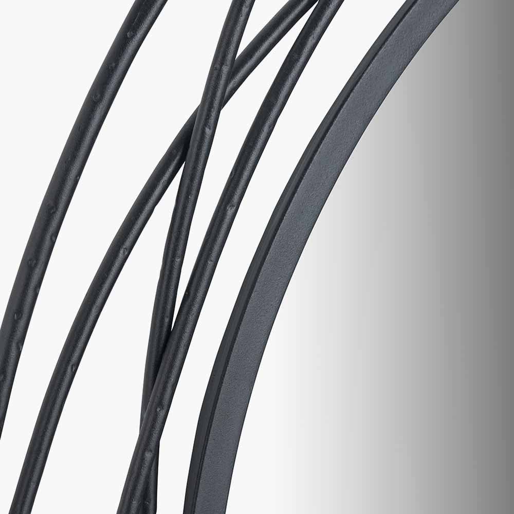 Black Metal Swirl Round Wall Mirror.