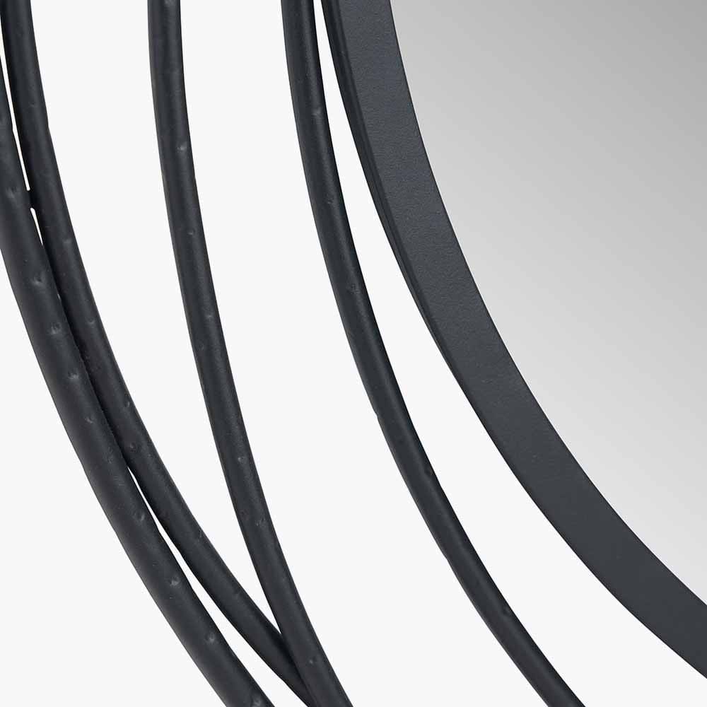 Black Metal Swirl Round Wall Mirror.