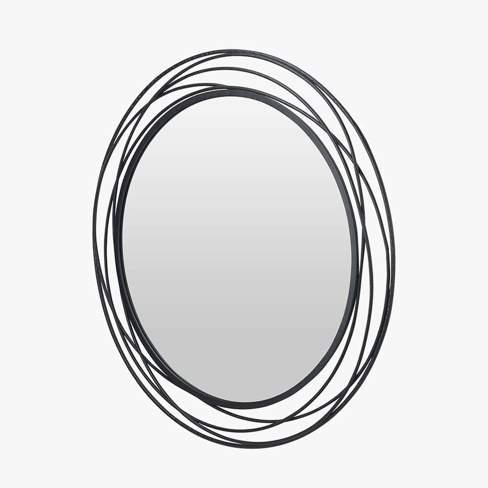 Black Metal Swirl Round Wall Mirror.
