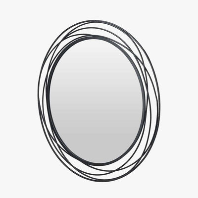 Pacific Lifestyle Living Black Metal Swirl Round Wall Mirror House of Isabella UK