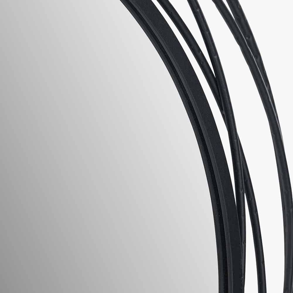 Black Metal Swirl Round Wall Mirror.
