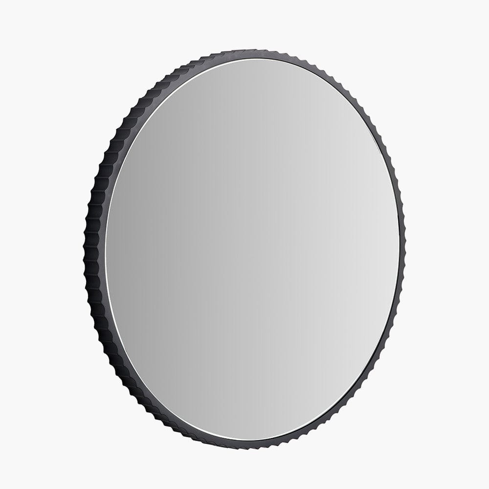 Pacific Lifestyle Living Black Metal Textured Edged Round Wall Mirror House of Isabella UK