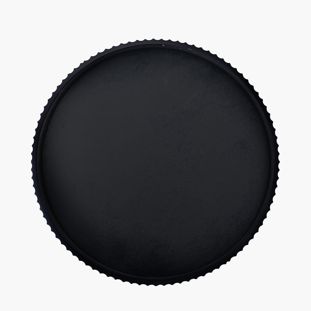 Pacific Lifestyle Living Black Metal Textured Edged Round Wall Mirror House of Isabella UK