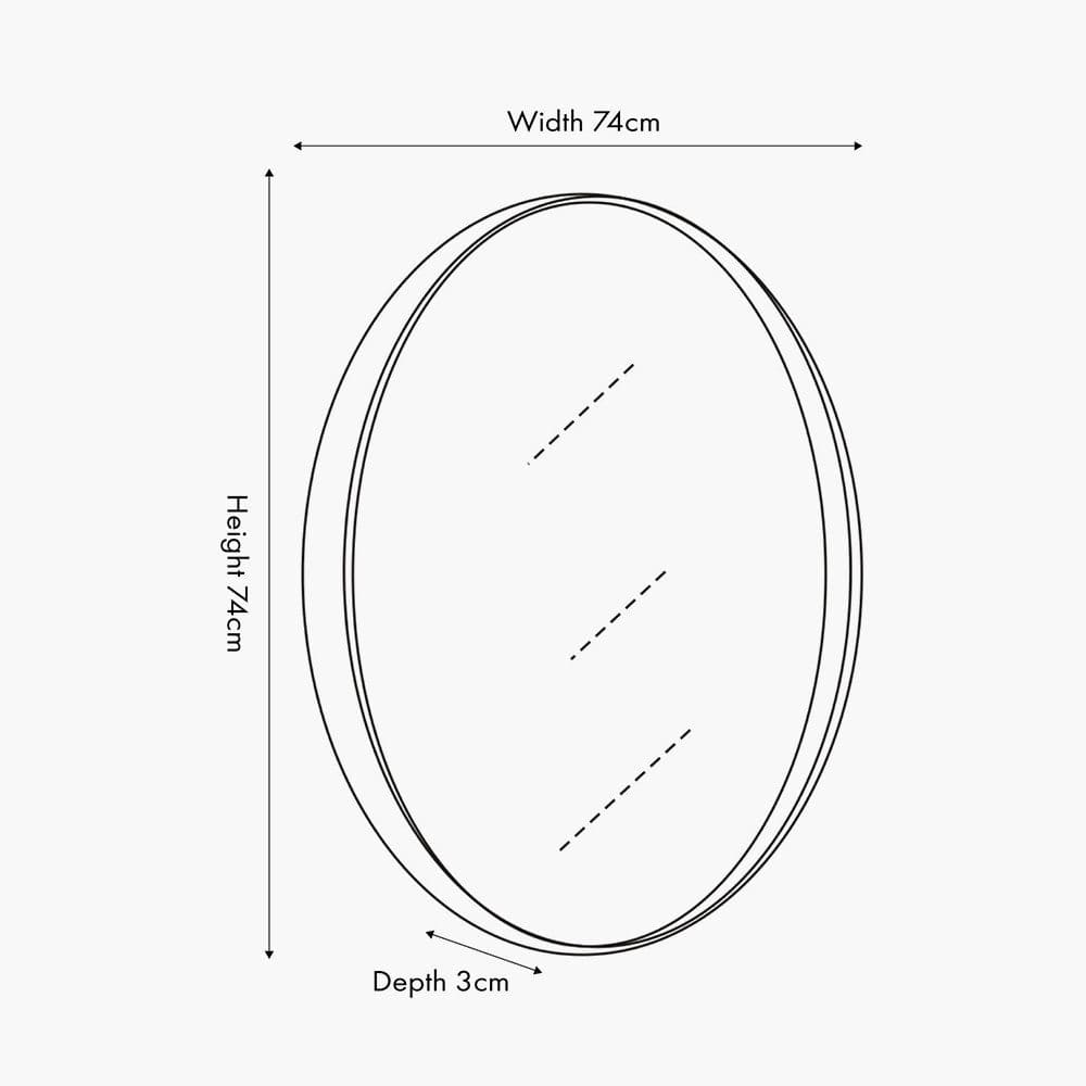 Black Wood Veneer and Mirrored Glass Round Wall Mirror.