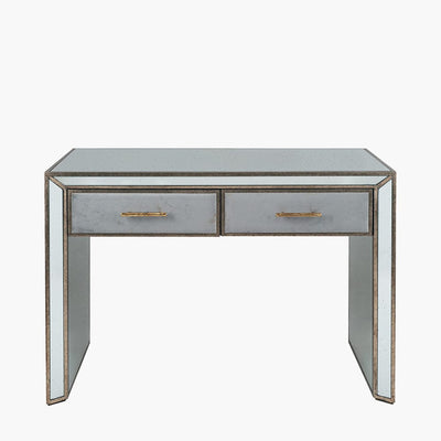 Pacific Lifestyle Living Brindisi Grey Velvet, Antique Metal and Mirror Console Table House of Isabella UK