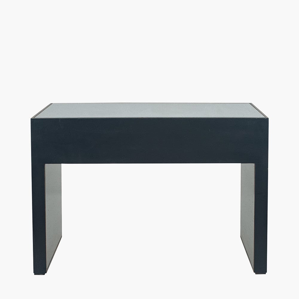 Brindisi Grey Velvet, Antique Metal and Mirror Console Table.
