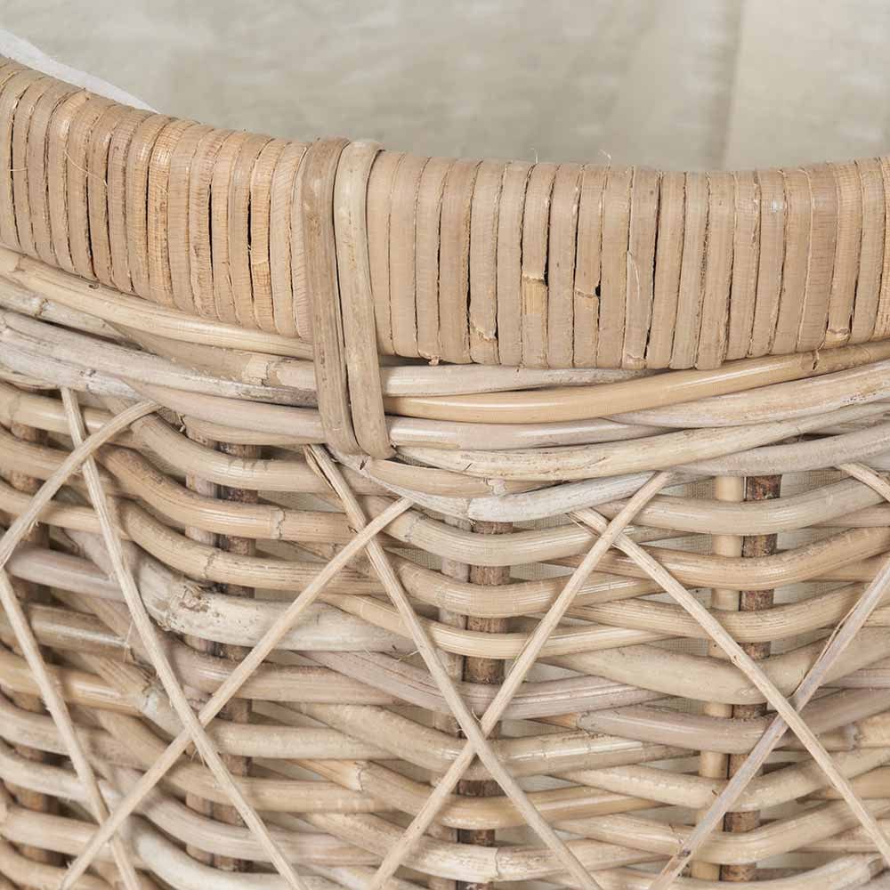 Brown Rattan Round Linen Basket.