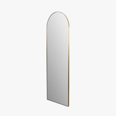 Pacific Lifestyle Living Brushed Gold Metal Slim Frame Arch Floor Mirror House of Isabella UK