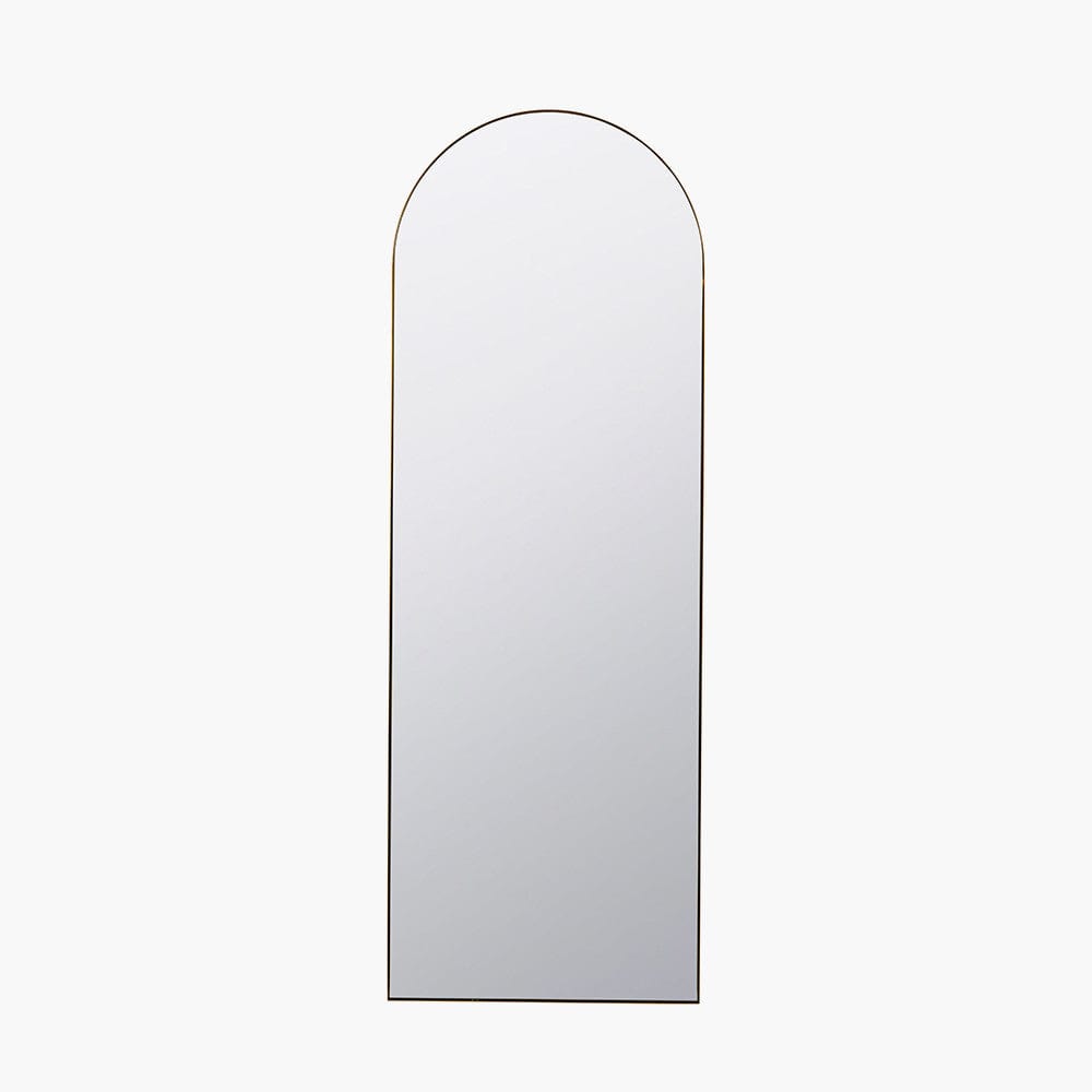 Brushed Gold Metal Slim Frame Arch Floor Mirror.