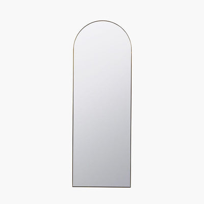 Pacific Lifestyle Living Brushed Gold Metal Slim Frame Arch Floor Mirror House of Isabella UK