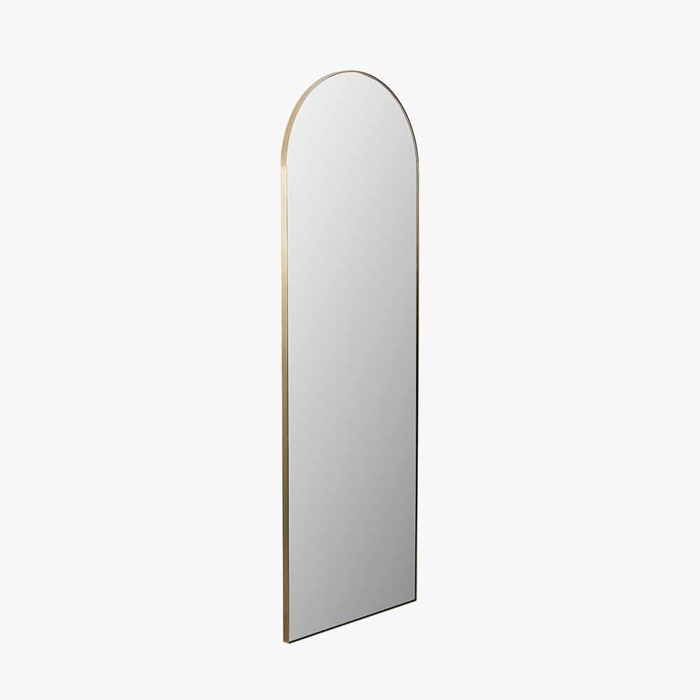 Brushed Gold Metal Slim Frame Arch Floor Mirror.