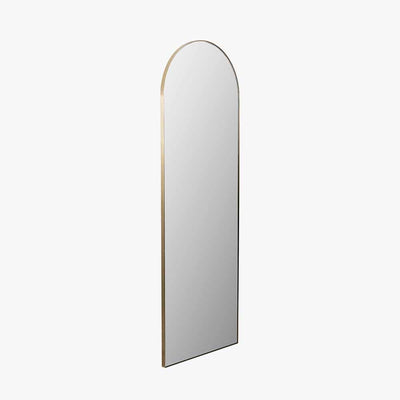 Pacific Lifestyle Living Brushed Gold Metal Slim Frame Arch Floor Mirror House of Isabella UK