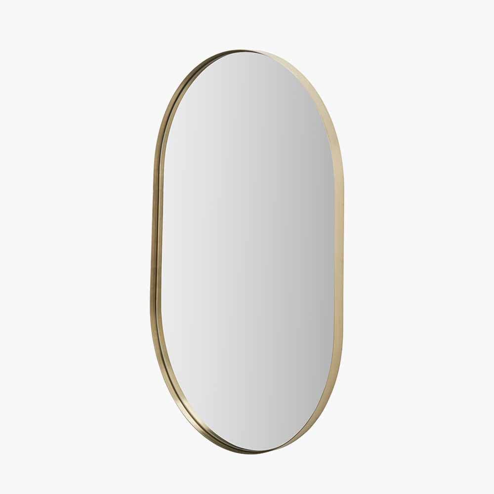 Pacific Lifestyle Living Brushed Gold Metal Slim Frame Oval Wall Mirror House of Isabella UK