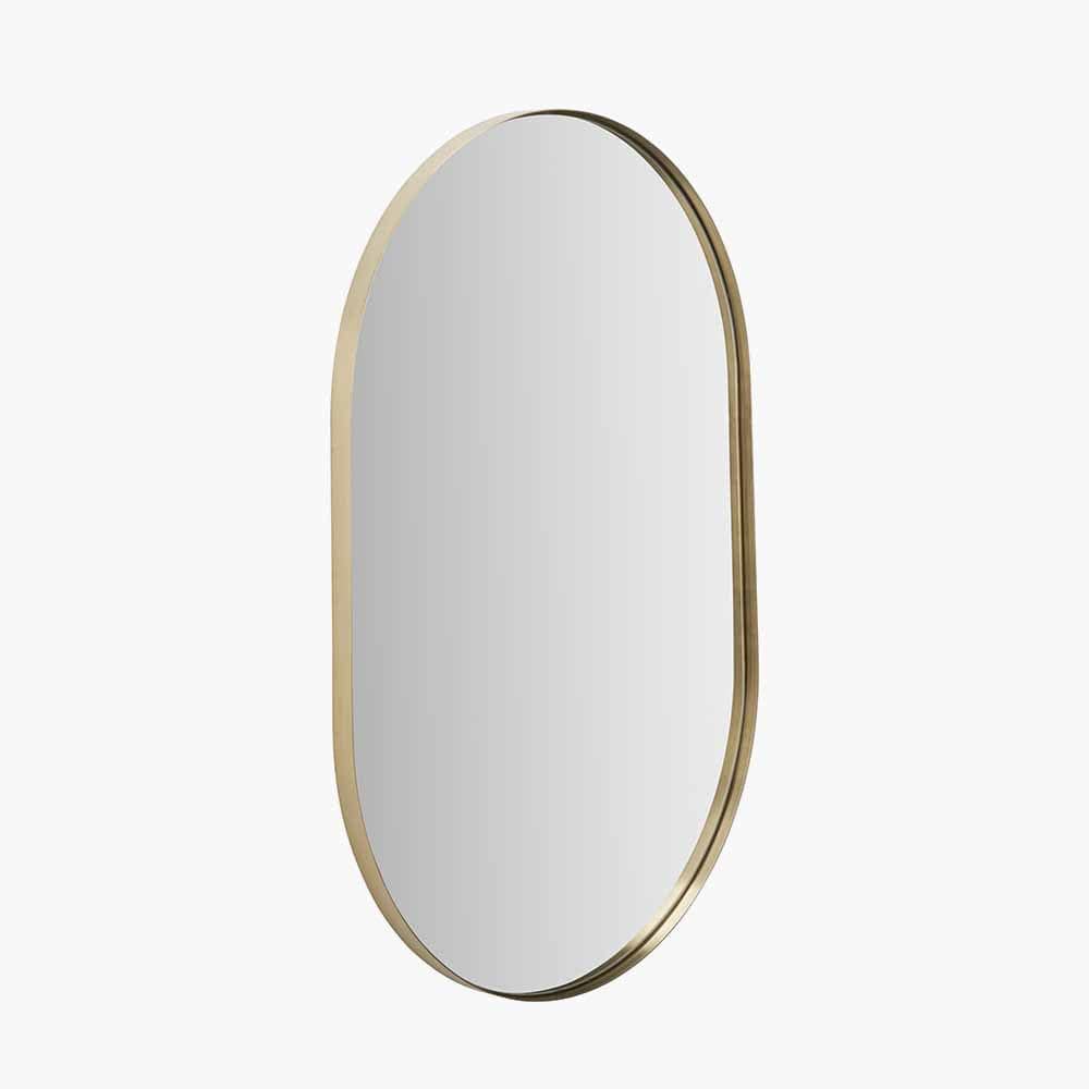 Pacific Lifestyle Living Brushed Gold Metal Slim Frame Oval Wall Mirror House of Isabella UK