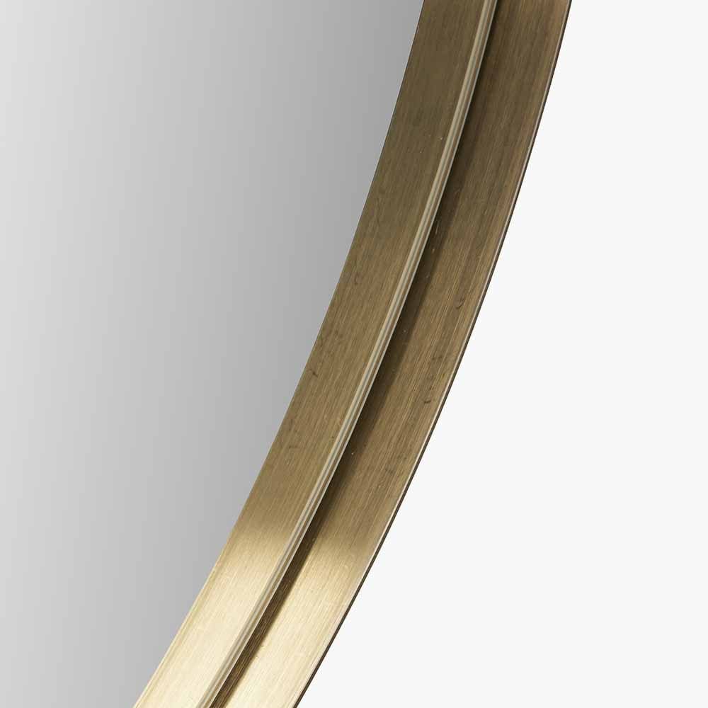 Brushed Gold Metal Slim Frame Oval Wall Mirror.