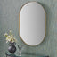 Brushed Gold Metal Slim Frame Oval Wall Mirror.