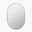 Brushed Gold Metal Slim Frame Oval Wall Mirror.