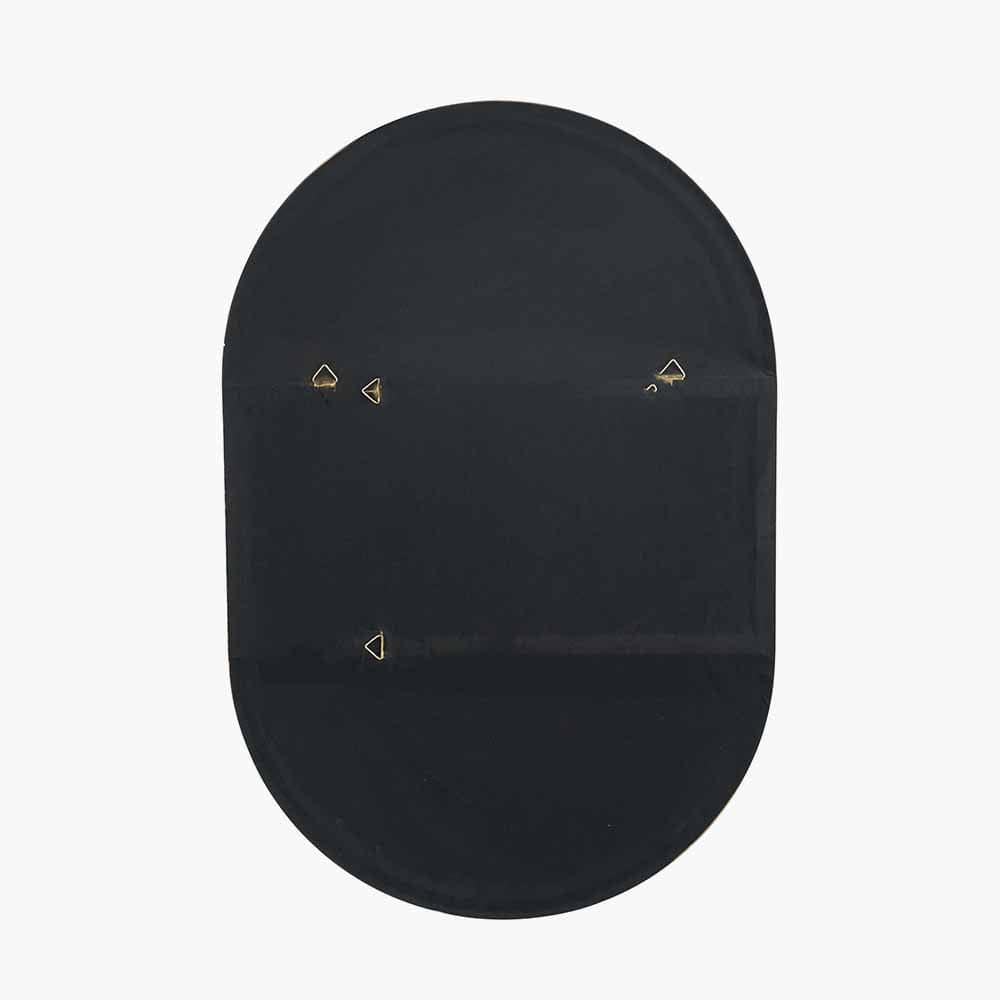 Brushed Gold Metal Slim Frame Oval Wall Mirror.