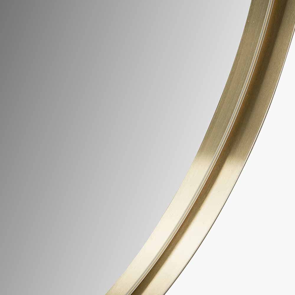 Brushed Gold Metal Slim Frame Round Wall Mirror Large.