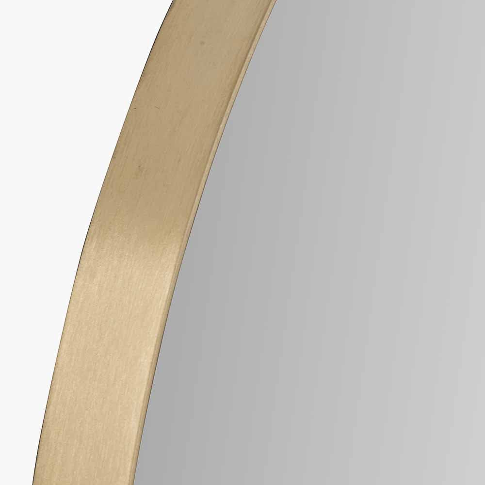 Brushed Gold Metal Slim Frame Round Wall Mirror Large.