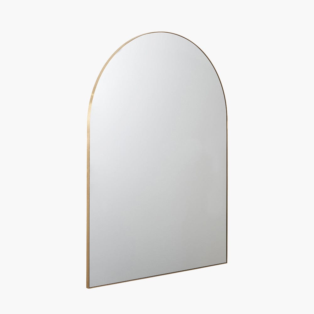 Pacific Lifestyle Living Brushed Gold Metal Slim Frame Tall Arch Wall Mirror House of Isabella UK