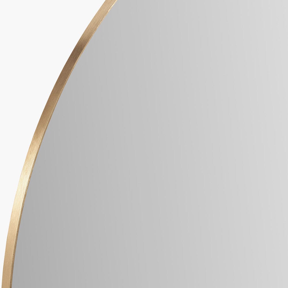 Brushed Gold Metal Slim Frame Wide Arch Wall Mirror.