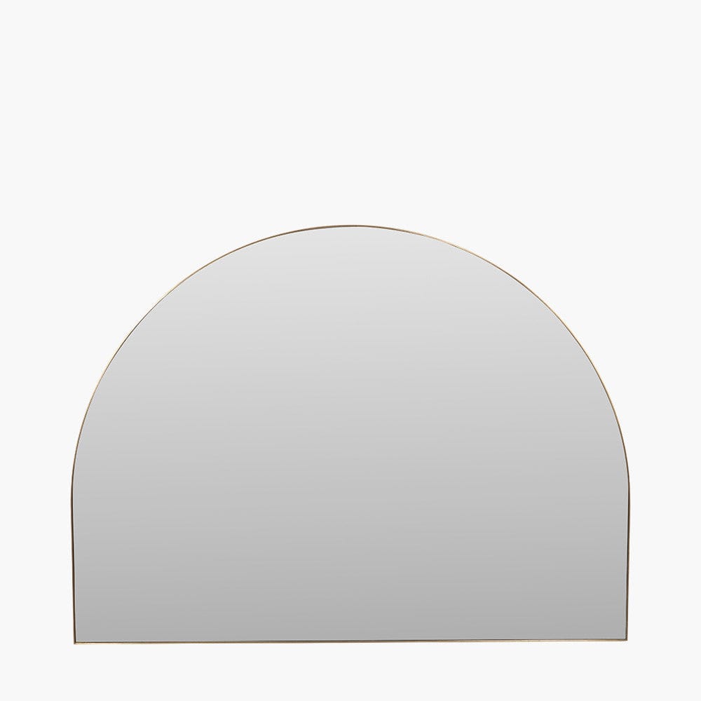 Brushed Gold Metal Slim Frame Wide Arch Wall Mirror.