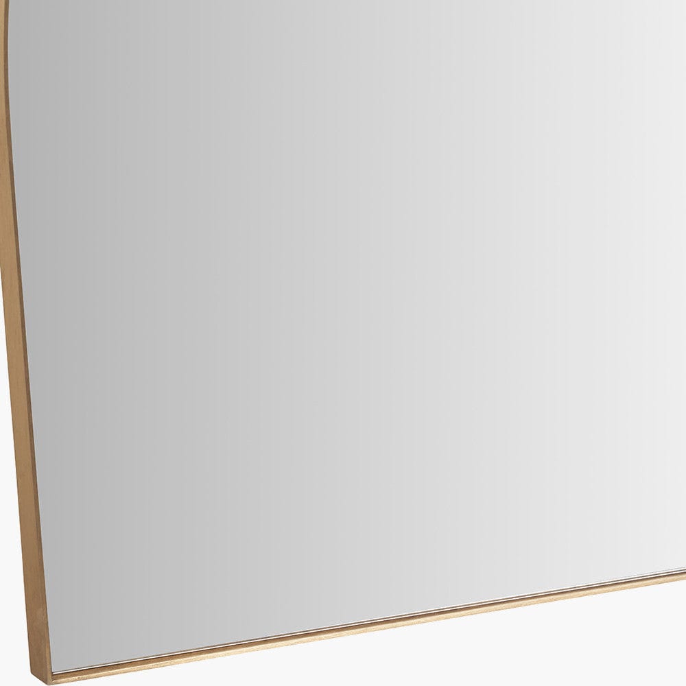 Brushed Gold Metal Slim Frame Wide Arch Wall Mirror.