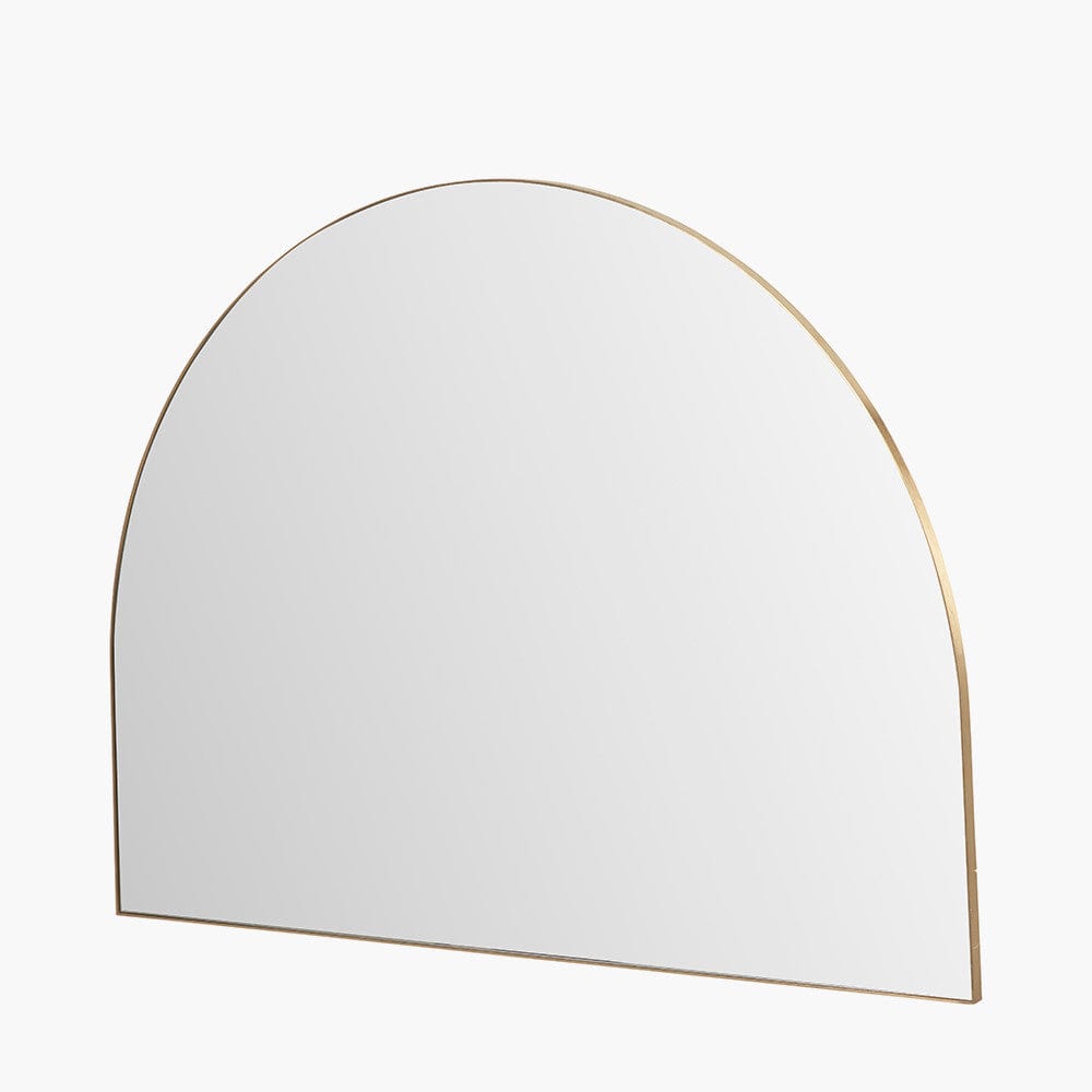 Brushed Gold Metal Slim Frame Wide Arch Wall Mirror.