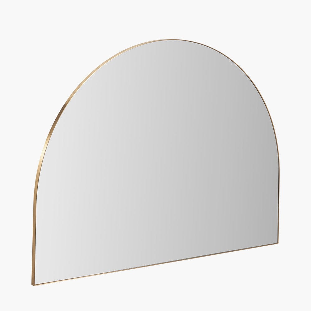Brushed Gold Metal Slim Frame Wide Arch Wall Mirror.