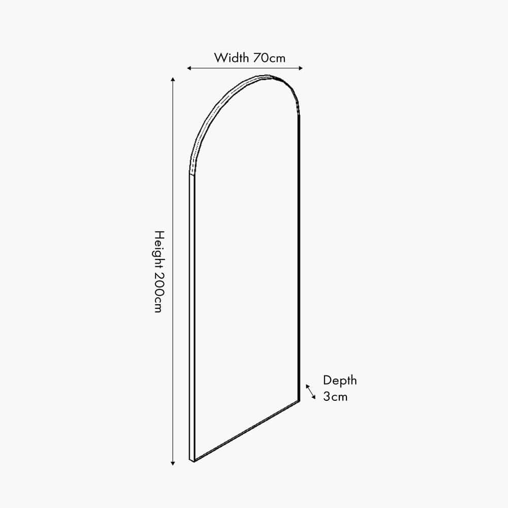 Pacific Lifestyle Living Brushed Silver Metal Slim Frame Arch Floor Mirror House of Isabella UK