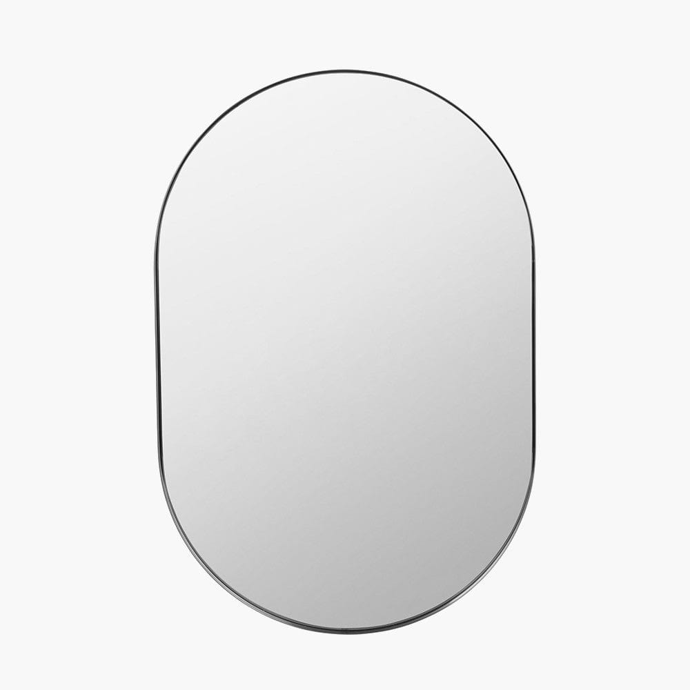 Pacific Lifestyle Living Brushed Silver Metal Slim Frame Oval Wall Mirror House of Isabella UK