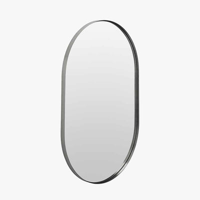 Pacific Lifestyle Living Brushed Silver Metal Slim Frame Oval Wall Mirror House of Isabella UK