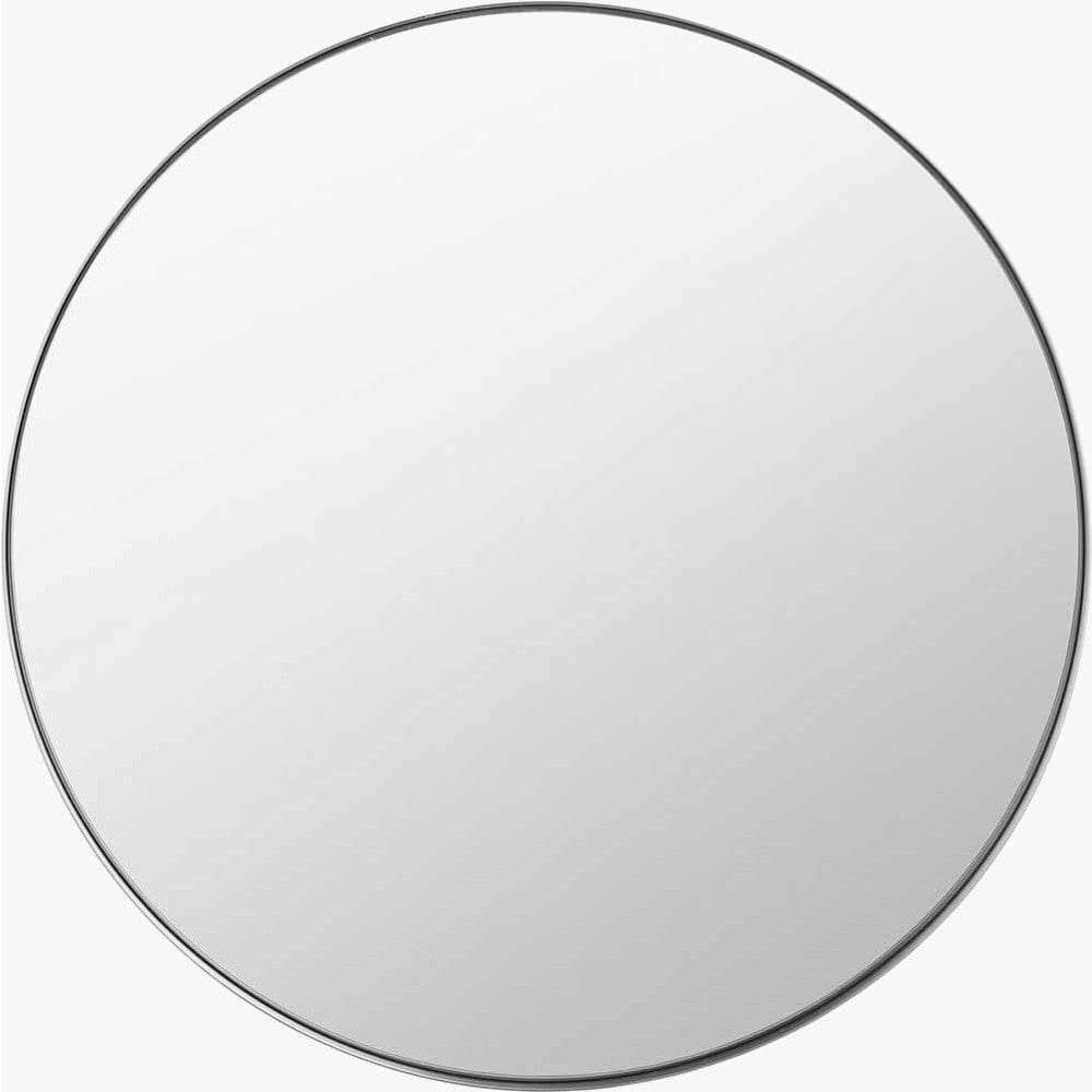 Brushed Silver Metal Slim Frame Round Wall Mirror Medium.