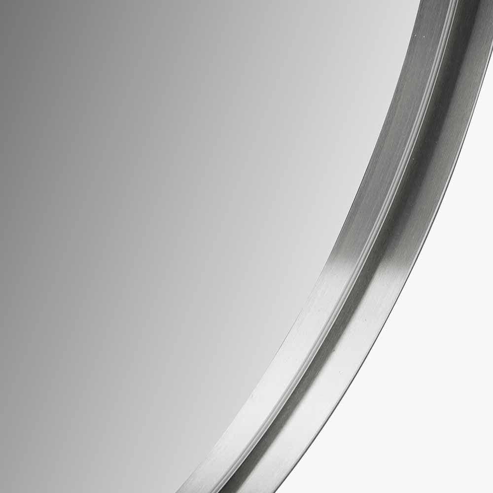 Brushed Silver Metal Slim Frame Round Wall Mirror Medium.